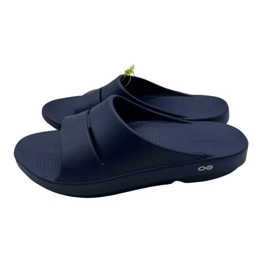 OOFOS OOahh Comfort Slide Sandals Men's Size 13 Navy Blue Slip On NWT‎ B Grade